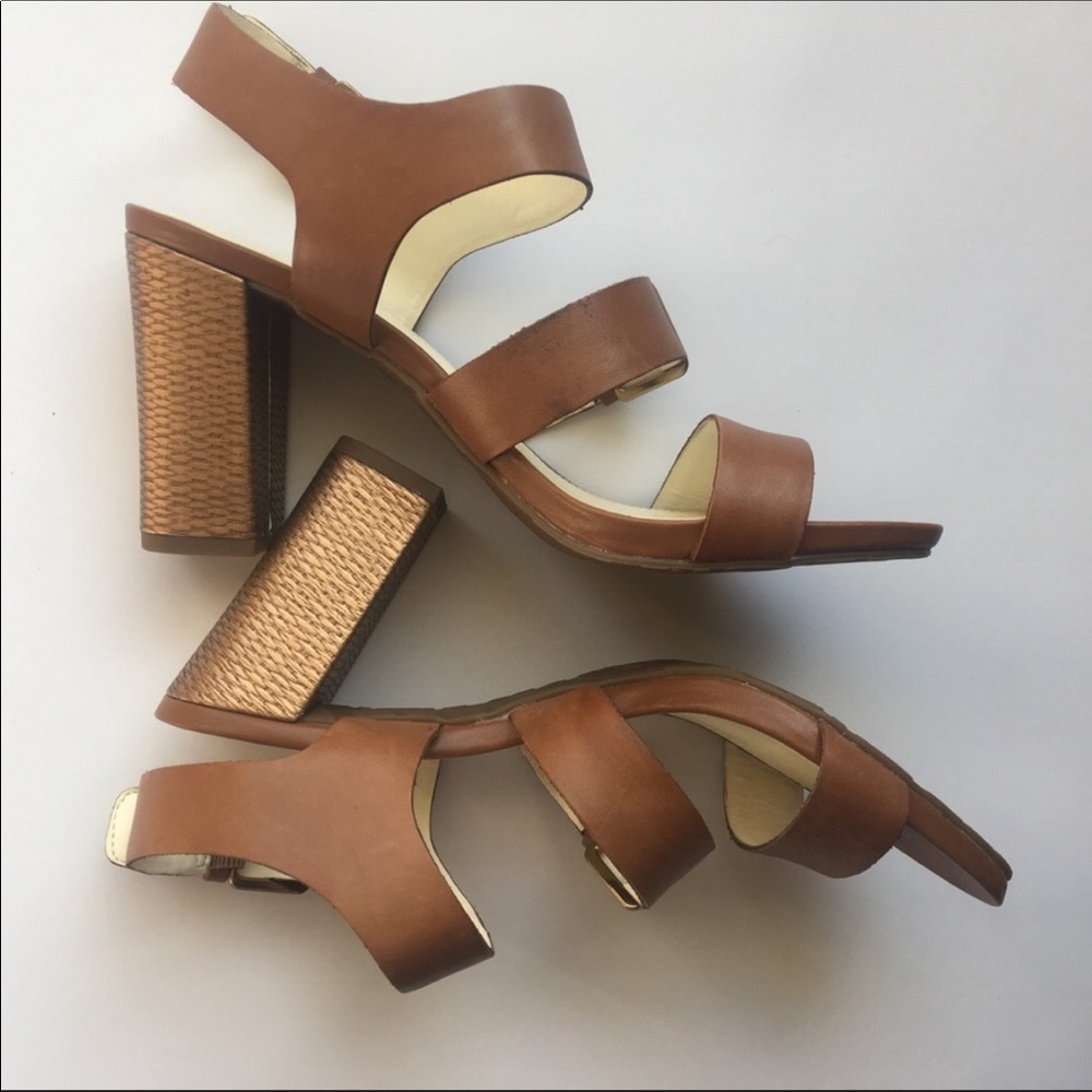 Anne Klein AKONMYMIND Sandals Cognac Leather 9M